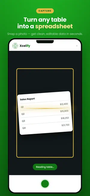 Xcelify: Scan Tables to Sheets screenshot 1