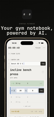 Syntax: AI Workout Log iPhone screenshot
