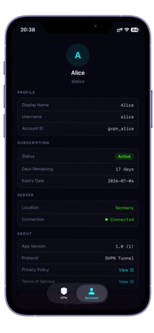 GlobalVPN Network iPhone screenshot