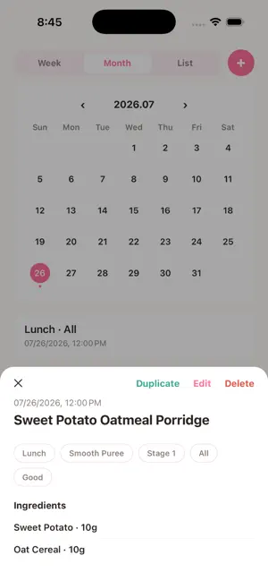 WeanDaily - Baby Food Tracker screenshot 1