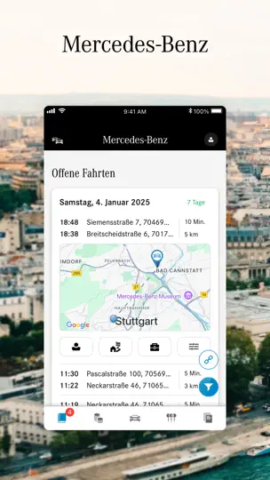 Screenshot von Mercedes-Benz Fahrtenbuch auf dem iPhone 1