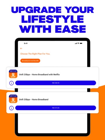 MyUnifi iPad screenshot
