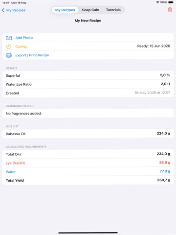Soap Maker: Recipes & Calculs iPad screenshot