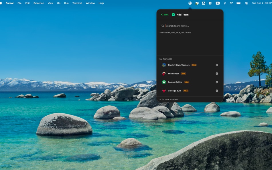 #2. Today Sports Tracker (macOS) By: HoJin Lee