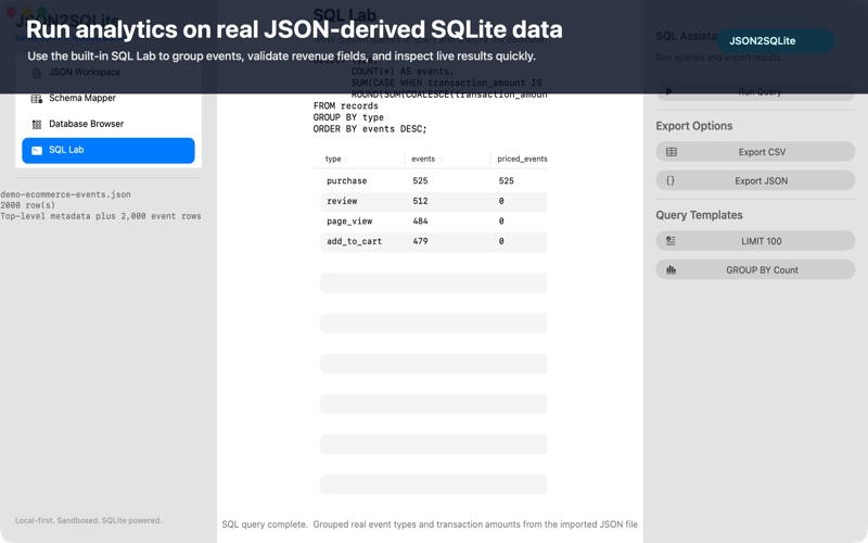 JSON2SQLite screenshot