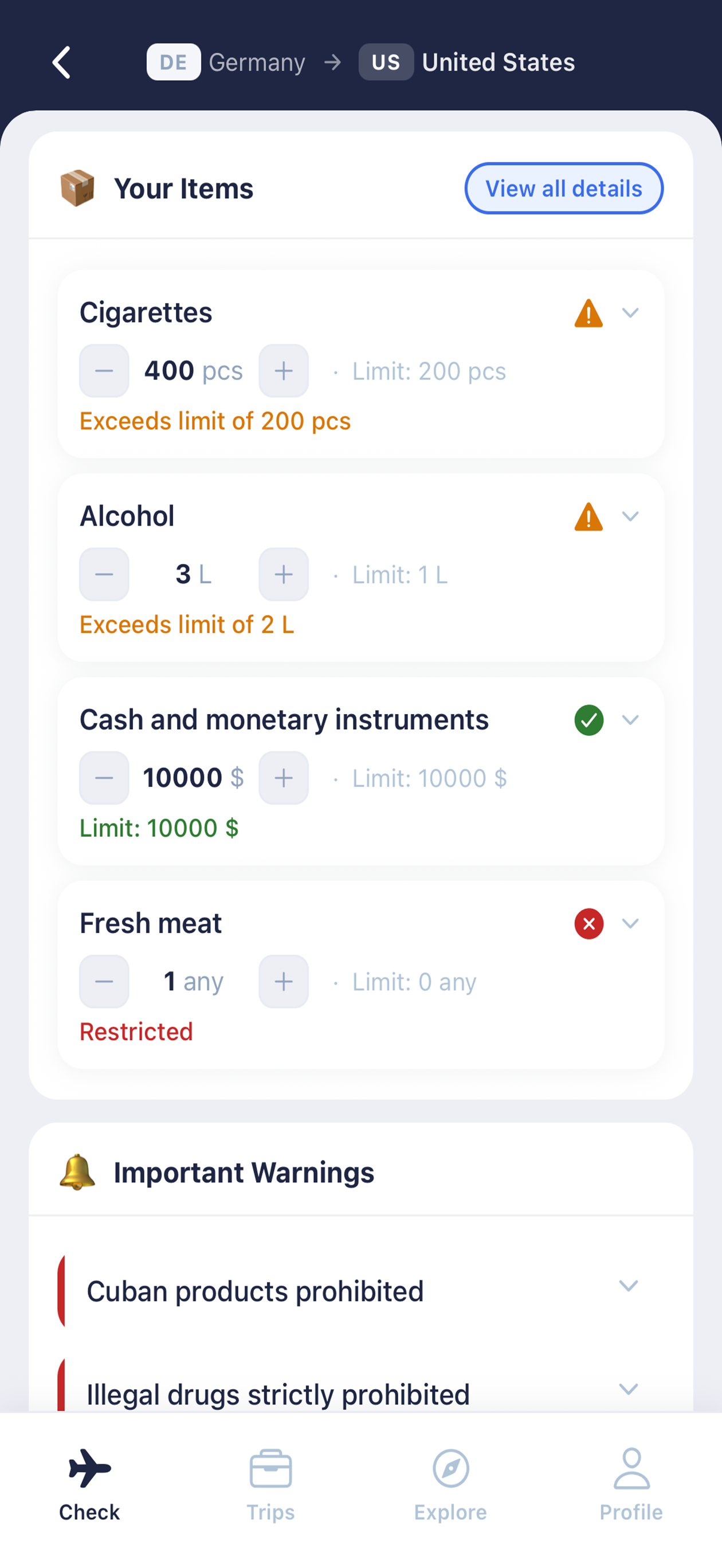 CustomsLimit screenshot 3