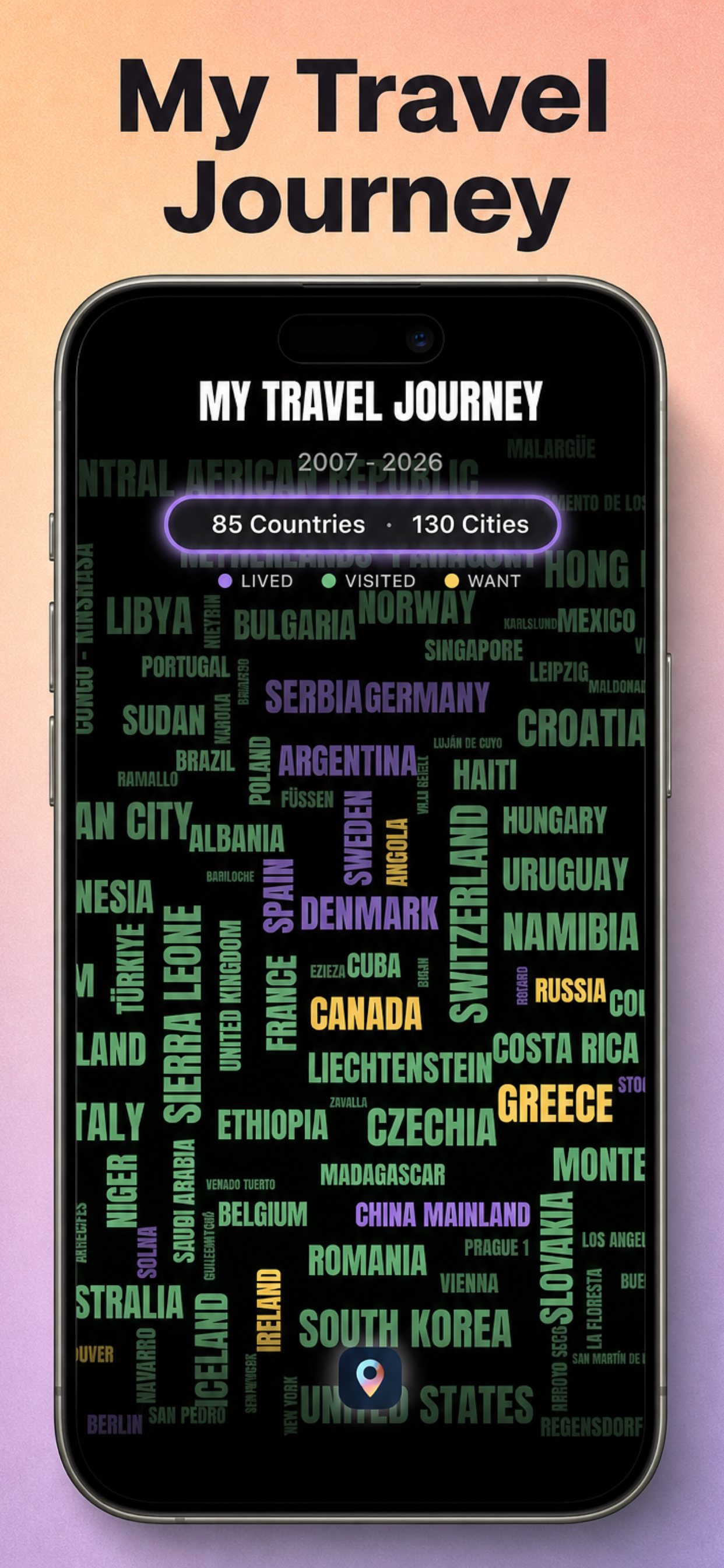 World Map: Visited Countries screenshot 3