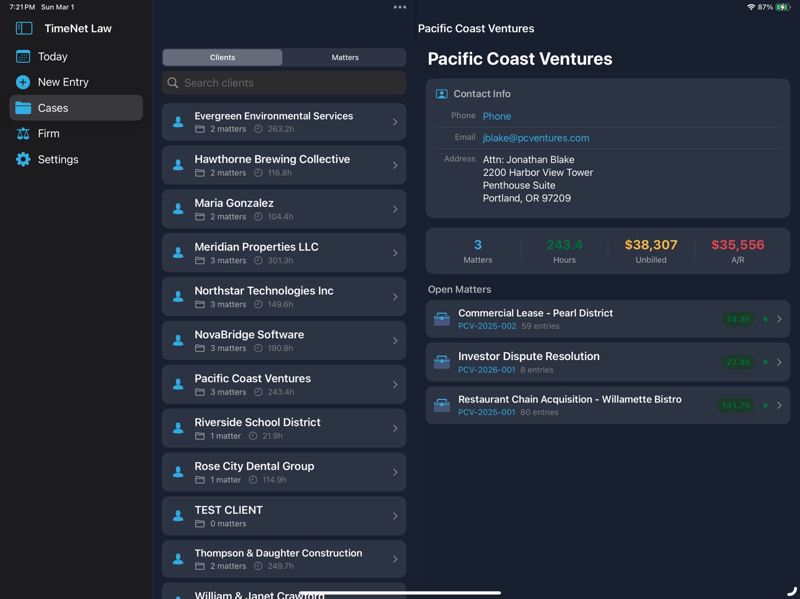 TimeNet Law ipad screenshot 3