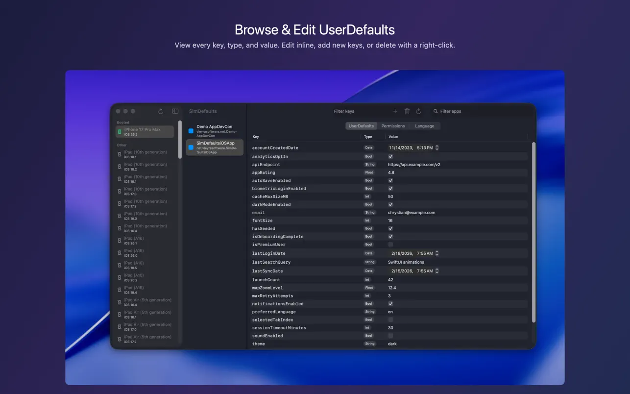 #2. SimDefaults (macOS) 由: Chrystian Vieyra