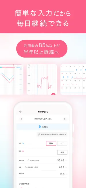 妊活・生理 ラルーン｜生理管理アプリ 基礎体温・周期やピル iPhone screenshot 4