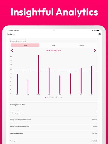 Pumping Tracker - Breast Milk iPad screenshot