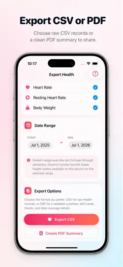 Screenshot von Export Health auf dem iPhone 5
