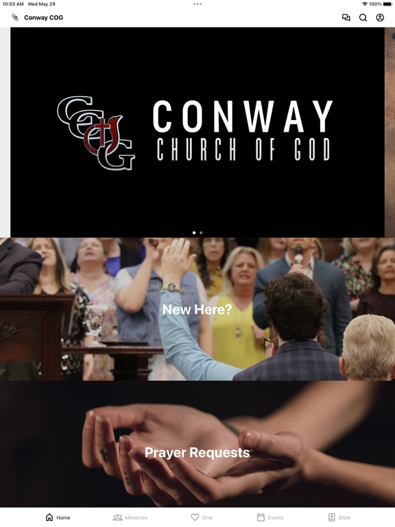 Conway Church of God SC iPad screenshot 1 - Education app