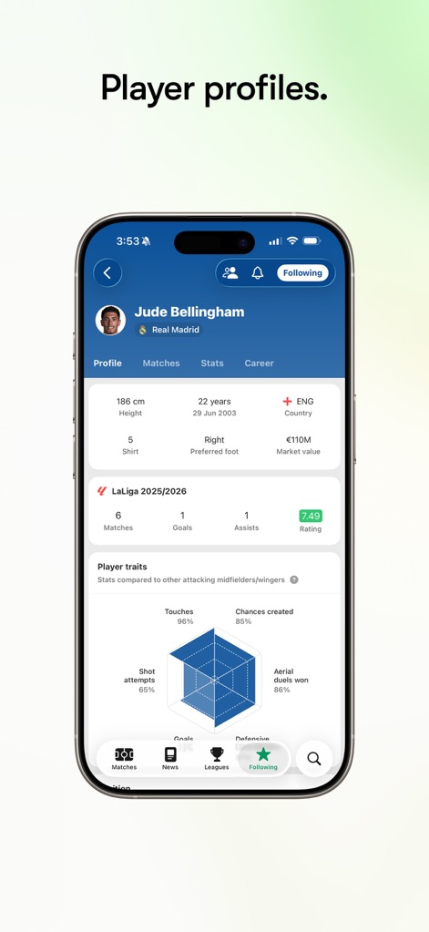 FotMob - Soccer Live Scores - Player Deep Dive
