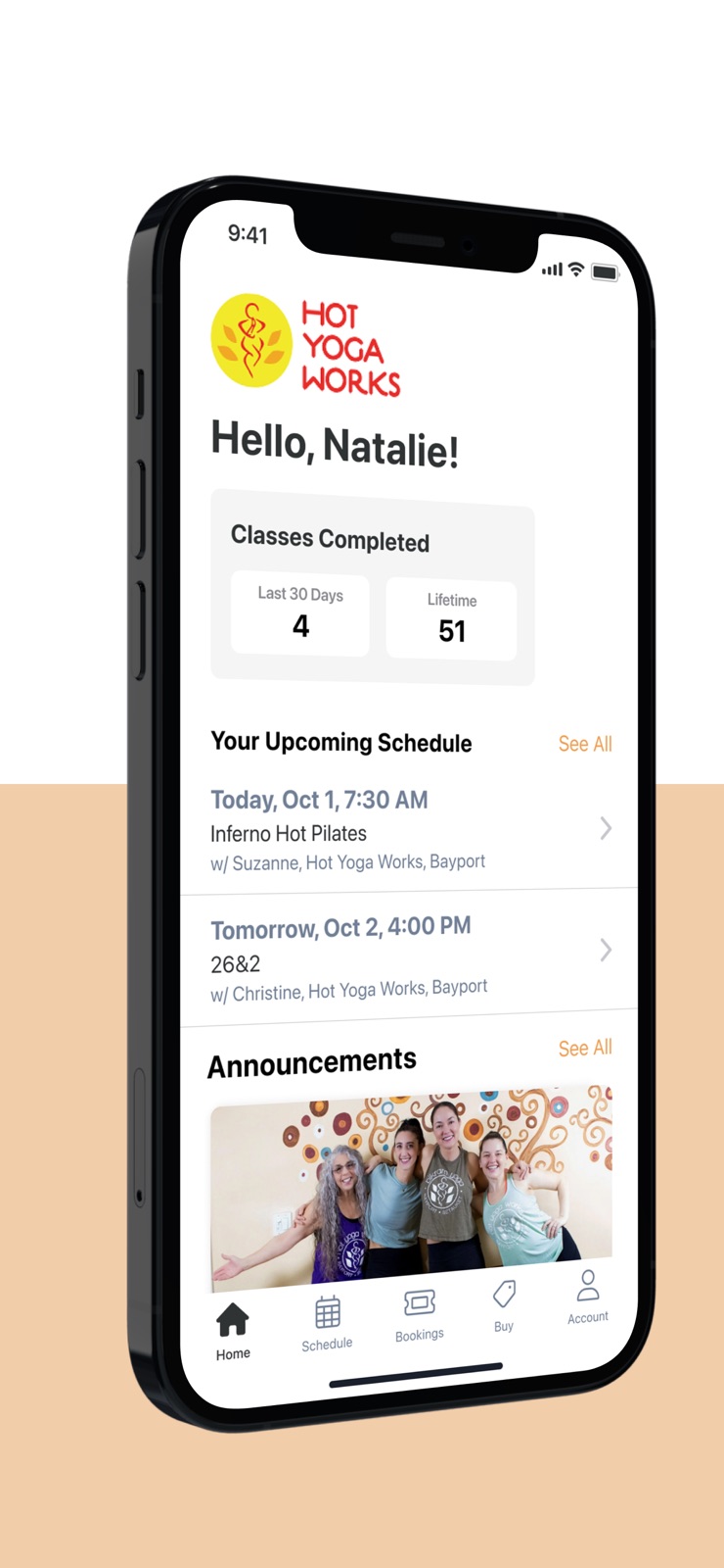 Hot Yoga Works App iphone screenshot 1