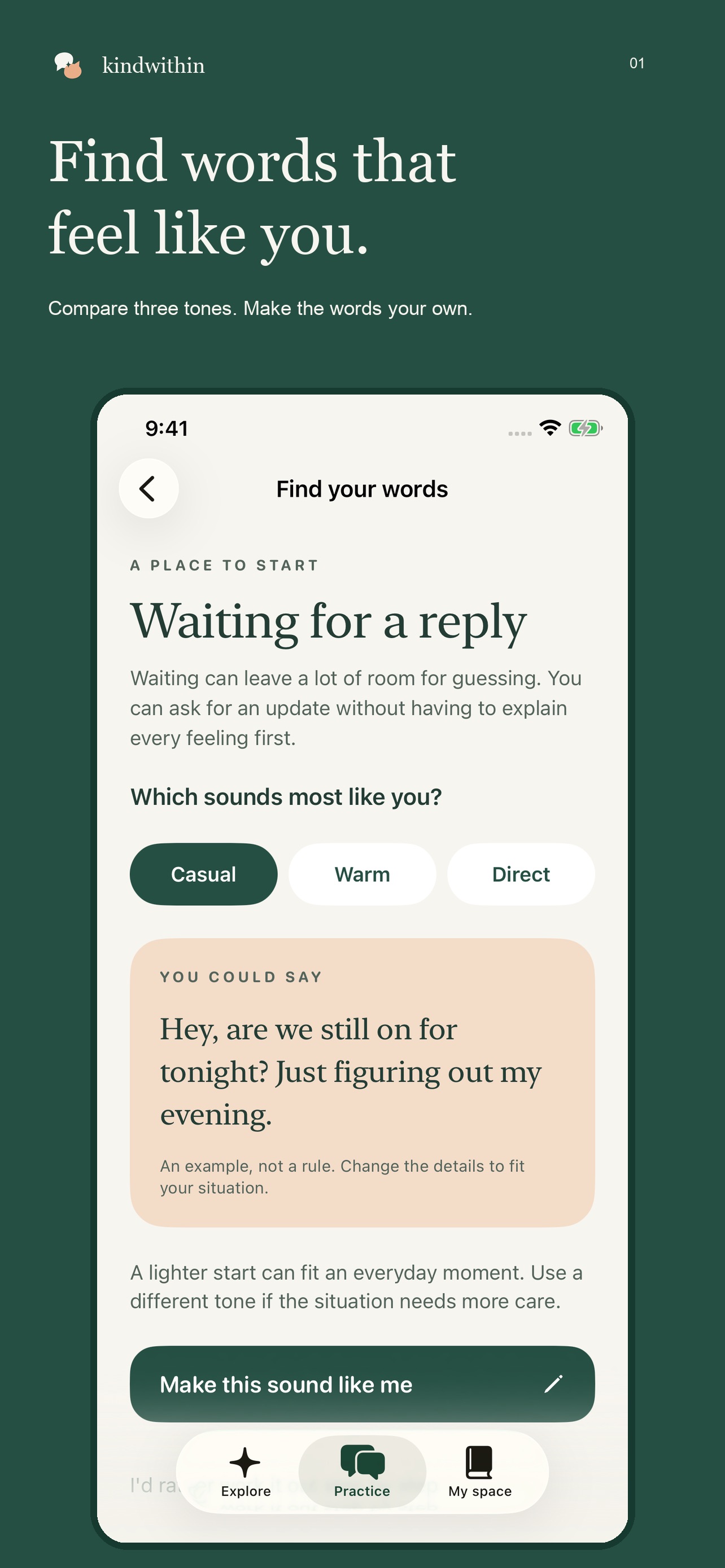 Screenshot 1 of KindWithin: Find Your Words