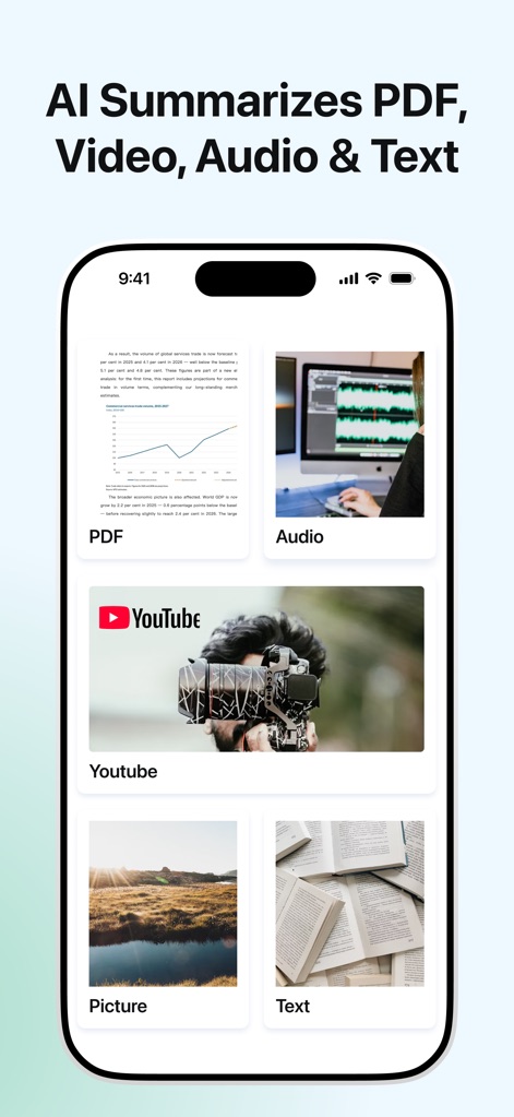 AI Notebook: Smart Note Taker - Discover how the app processes multi-modal inputs, from detailed PDF documents to dynamic YouTube videos, for comprehensive AI summarization.