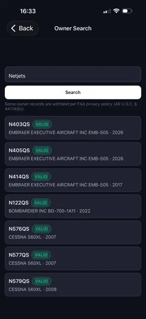 TailNumber: FAA Lookup screenshot 3