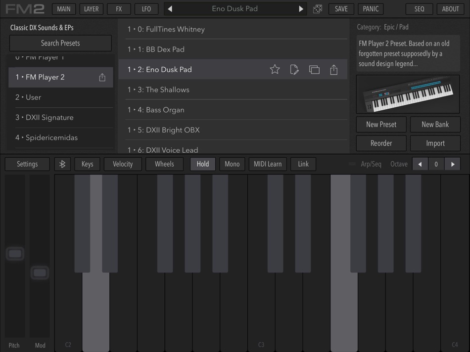 #5. AudioKit FM Player 2: DX Synth (iOS) Podle: Audiobus Pty Ltd