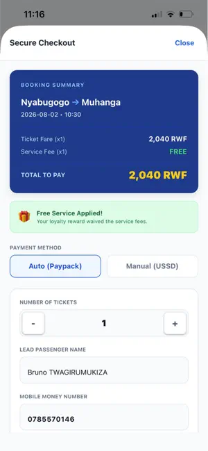 Tega Bus Rwanda screenshot 4