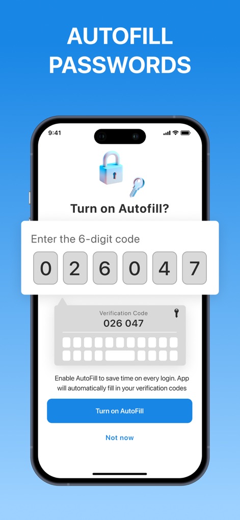 BlazeAuth - MFA Authenticator - Esta herramienta simplifica los inicios de sesión con la funcionalidad de rellenado automático, presentando un campo de entrada para el código de 6 dígitos y mostrando un 'Verification Code' debajo, lo que agiliza el proceso para los usuarios.