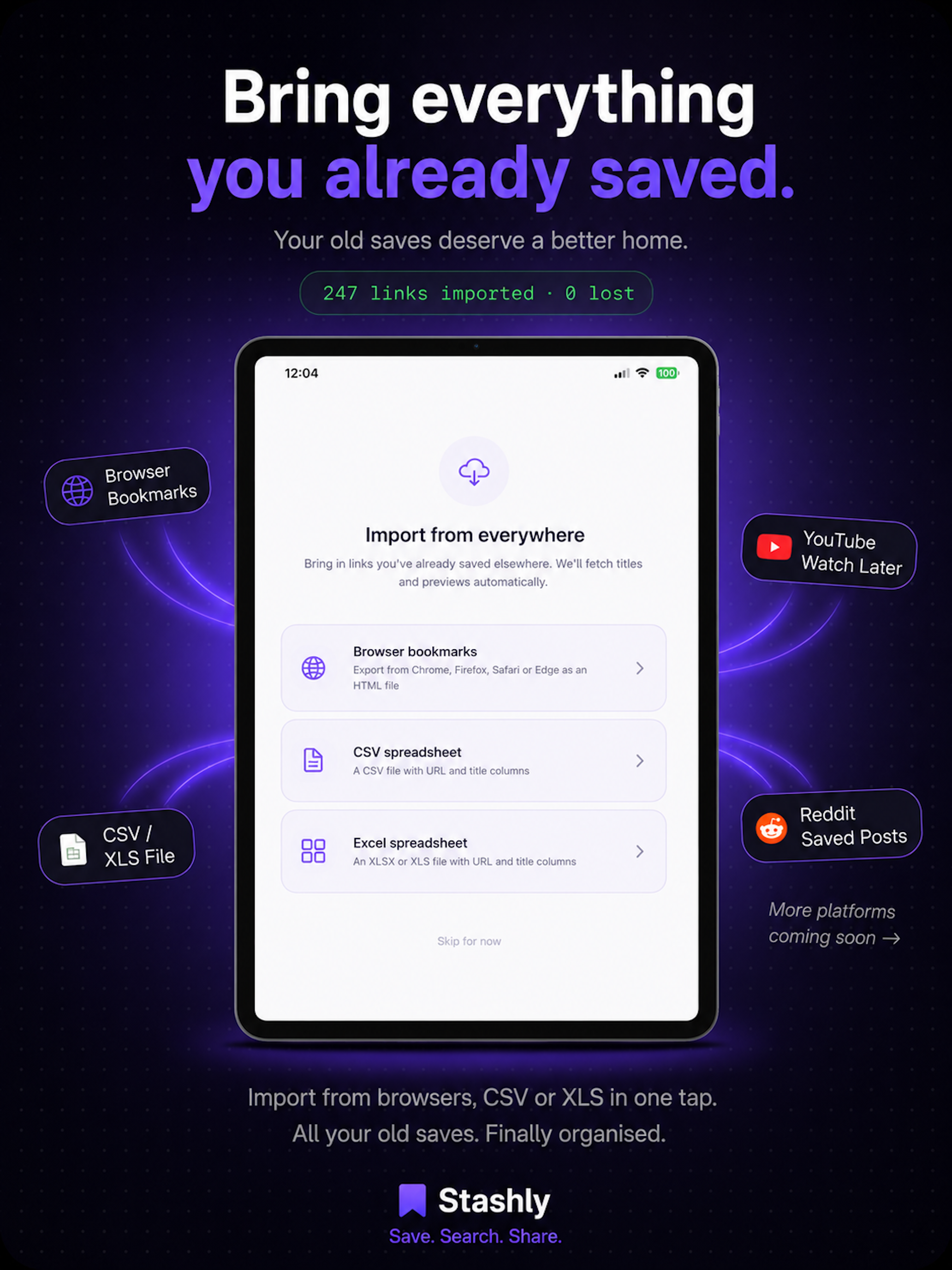 Stashly - Save. Search. Share.