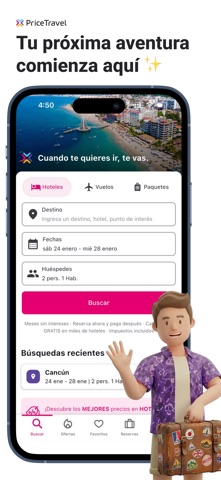 PriceTravel: Hoteles y Vuelos iPhone screenshot 1