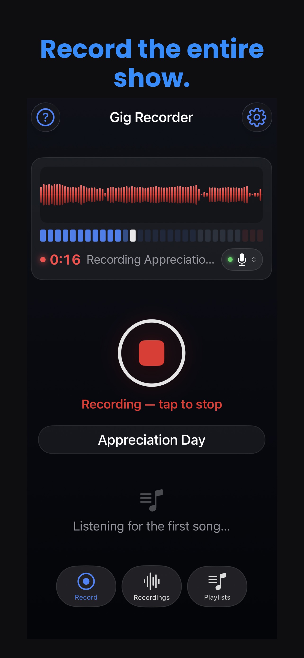 Screenshot 1 of Gig Recorder