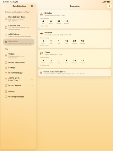 The Date Calculator PRO iPad screenshot