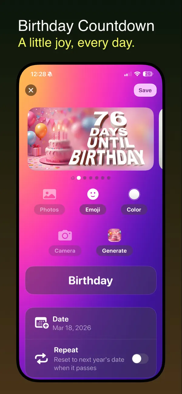 #2. Countdown: Widget (iOS) Podle: UIX APP INC.