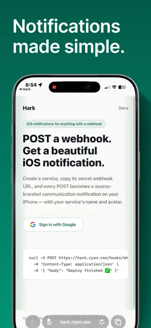 hark - developer notifications iPhone screenshot 1