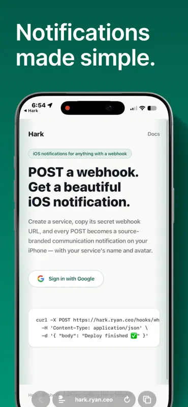 hark - developer notifications screenshot 1 of 3
