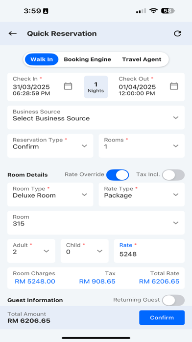 Hotel PMS and Channel Manager Screenshot