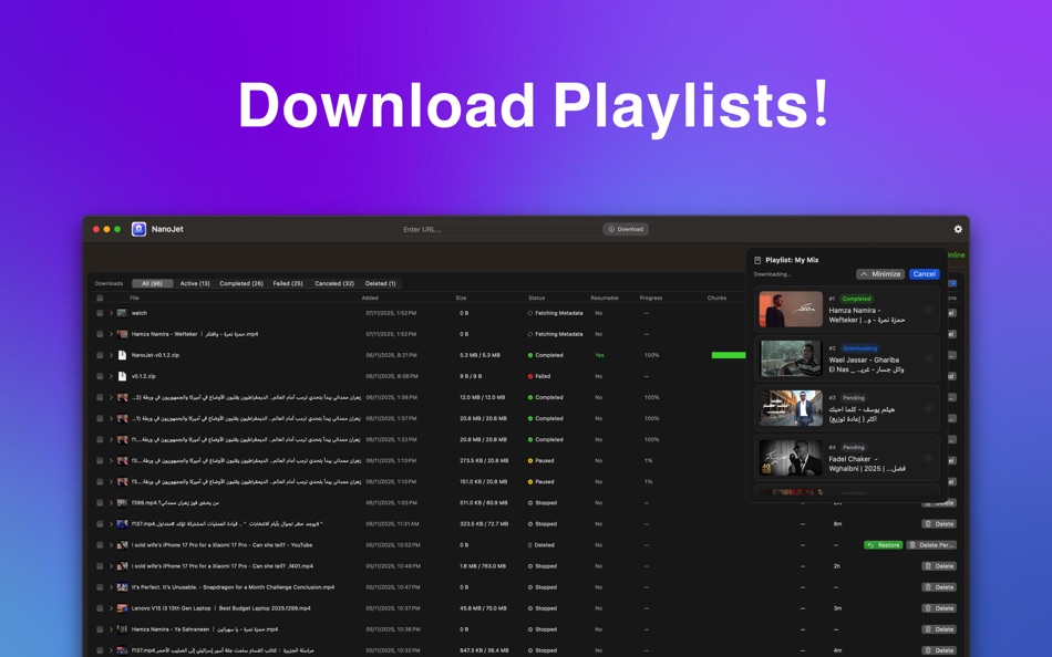 #5. NanoJet: Fast Download Manager (macOS) 由: Ahmed Abuammouna