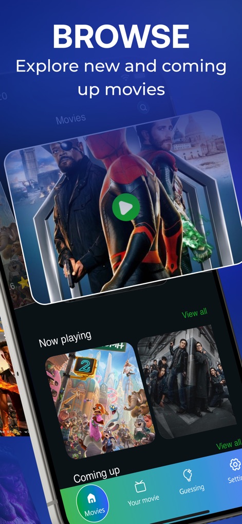 Onstream : Movies & TV Shows - Users can easily navigate through 'Now playing' and 'Coming up' sections, enabling effortless discovery of current and future cinematic releases.