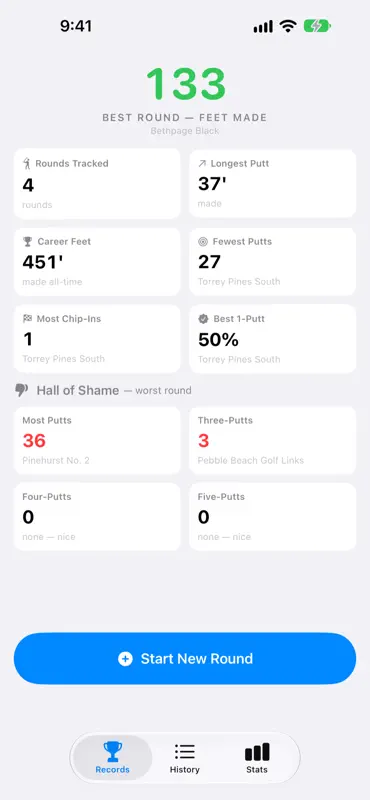 Putts Tracker screenshot 1 of 5