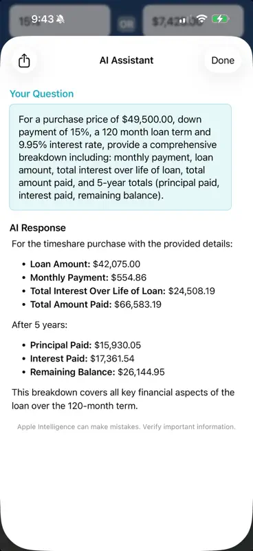 Timeshare Calculators with AI screenshot 4 of 10