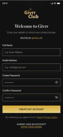 The Givrr Club iPhone screenshot