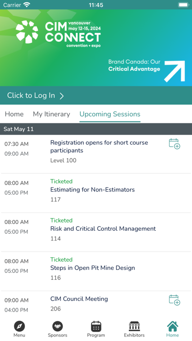 CIM Events Screenshot