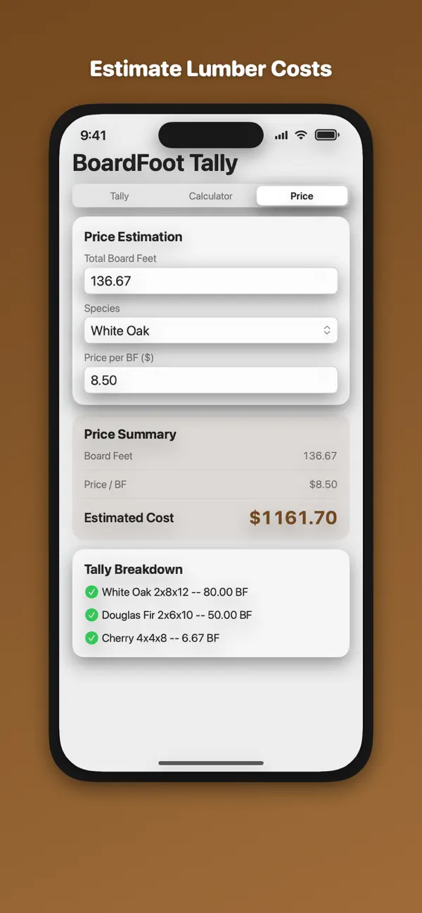 Screenshot #3 pour Board Foot Lumber Tallier