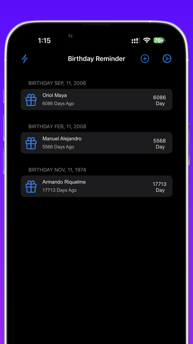 BirthDay Reminder List Screenshot
