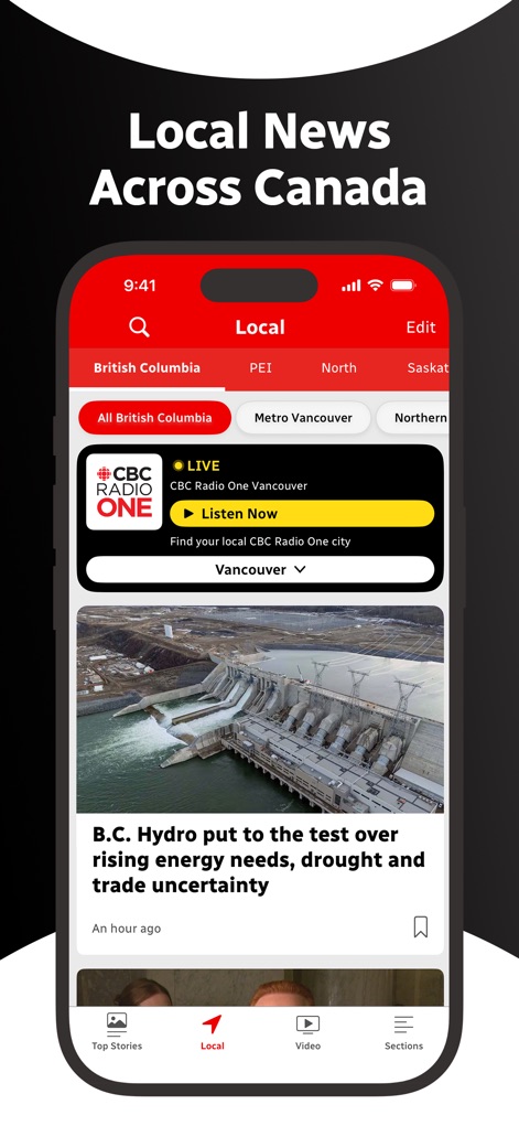 CBC News: Breaking & Local - Discover how this tool enables users to easily filter local news by province and provides direct integration with live regional radio broadcasts.