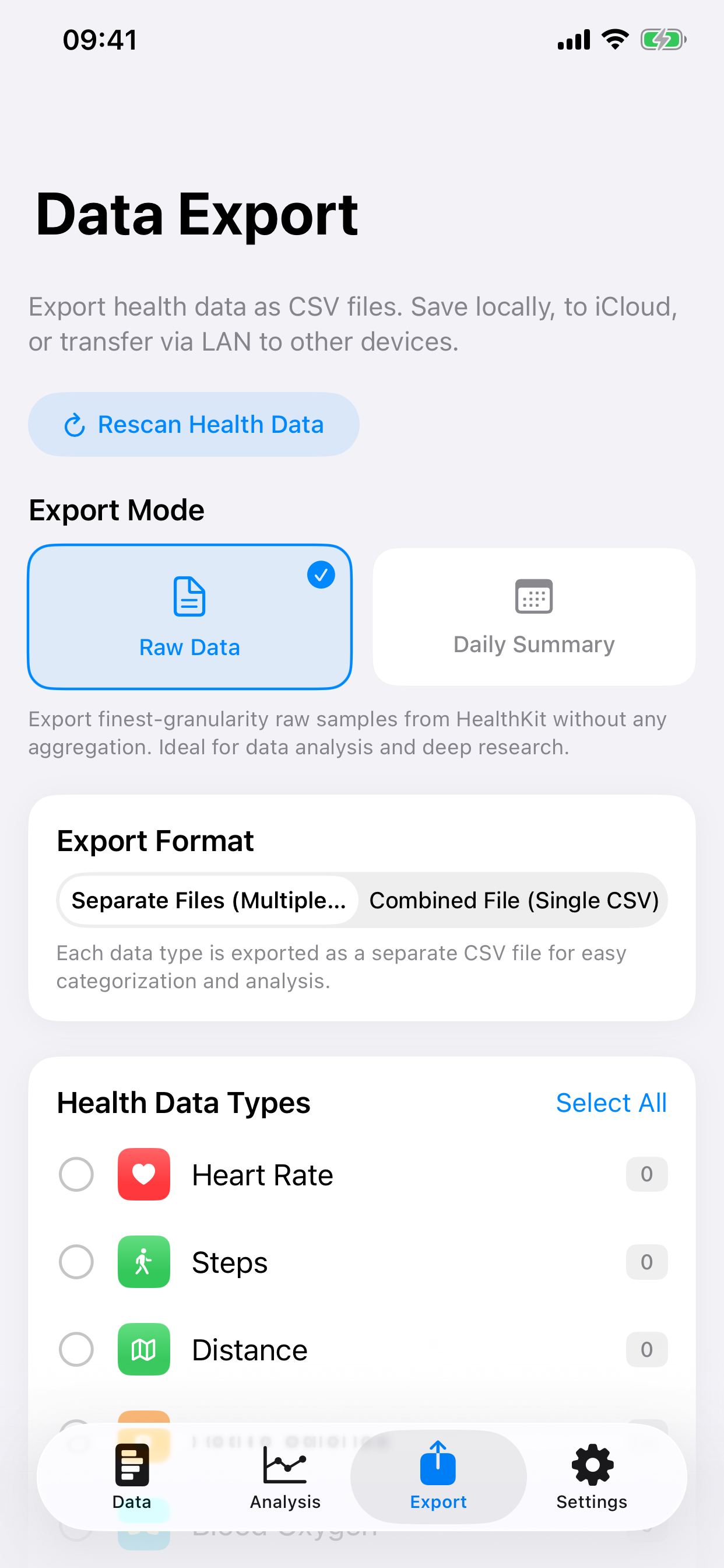 Health CSV Exporter