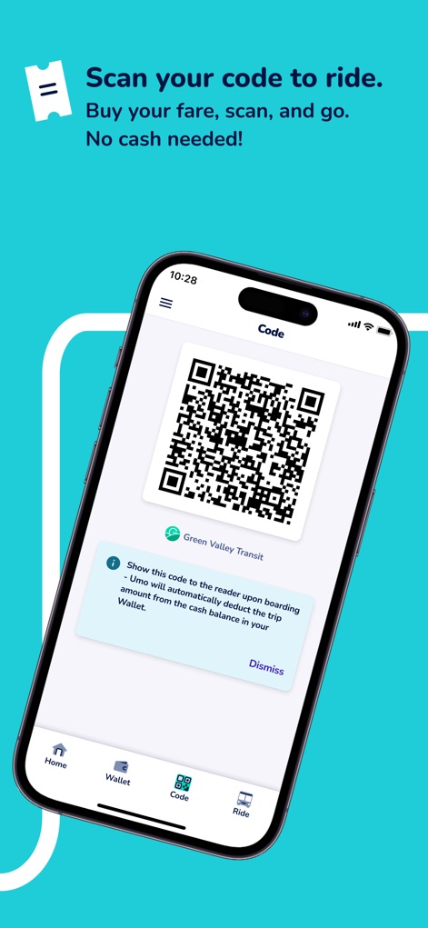 Umo Mobility - The app generates a dynamic 'QR code' for quick contactless boarding, complemented by clear 'boarding instructions' to ensure smooth entry.