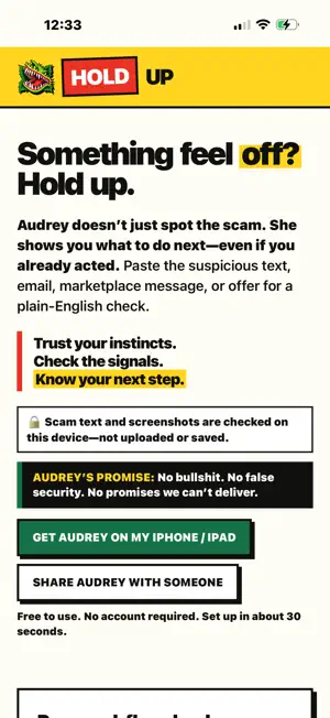 Audrey: Scam Check screenshot 1