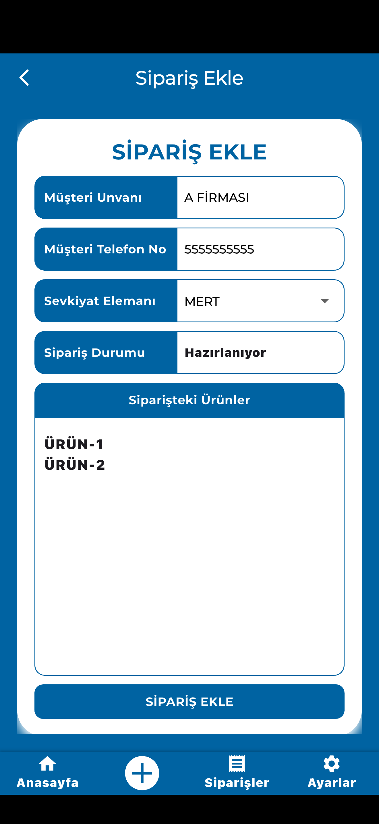 AkGroup Sipariş Takip