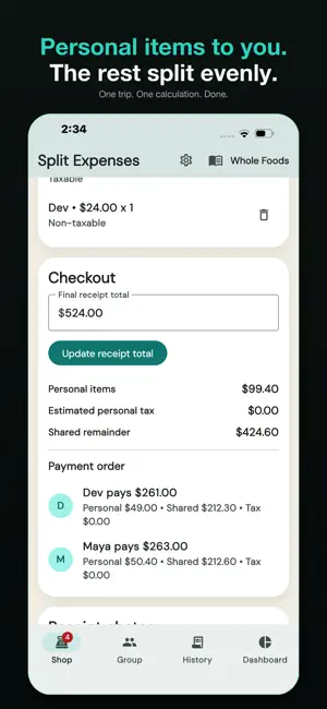 Split Shopping Expenses screenshot 2