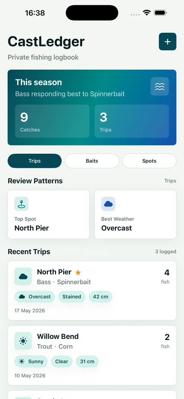Screenshot #1 pour CastLedger Fishing Logbook