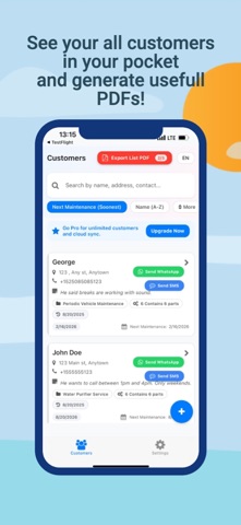 Service Maintenance Tracker screenshot