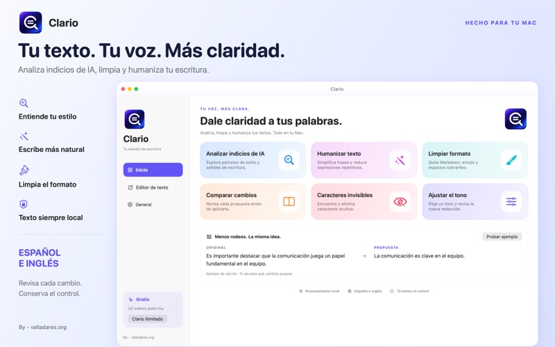 Screenshot 1 of Clario: Humanizador de texto